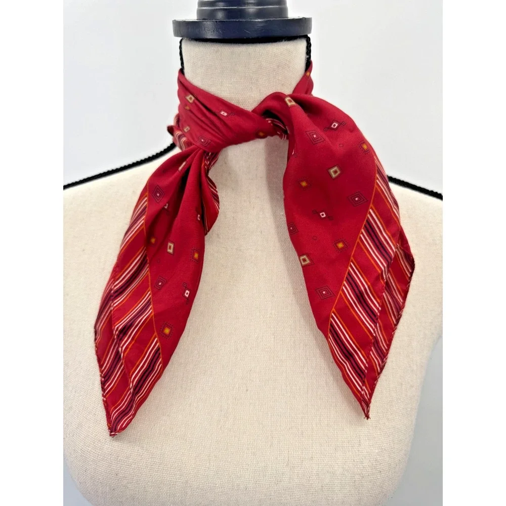 Gap Silk Square Scarf Neck Wrap Small Striped Geometric Heritage 19.5x20 Italy